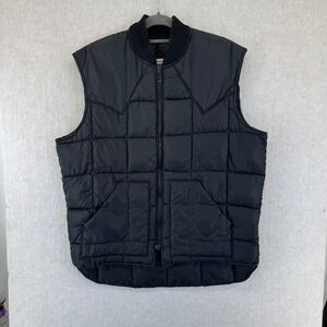Vtg Walls Blizzard-Pruf Black Quilted Insulated Vest Mens L Made in USA